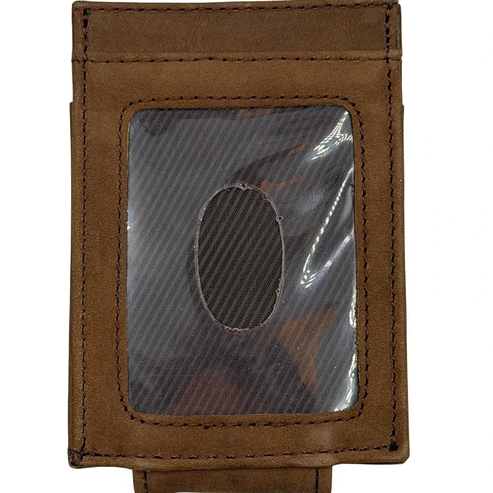Eagles Wings Purdue Wallet Mens OS Brown Leather Money Clip Front Pocket **NEW**